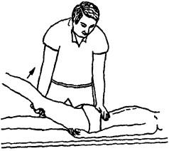 Исследование симптома Меннеля — дорсальное сгибание в тазобедренном и крестцово-подвздошном суставах