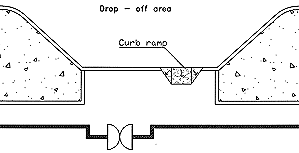 Curb ramp in a drop-off zone