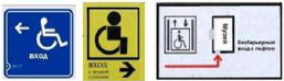 Указатели направления движения к доступному входу для инвалидов на кресле-коляске
