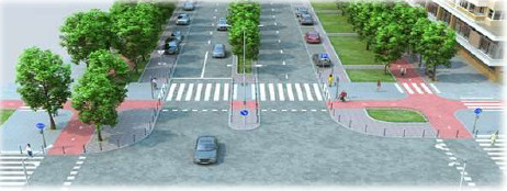 Пешеходные пути к объектам проектирования допускается размещать на одном уровне с проезжей частью
