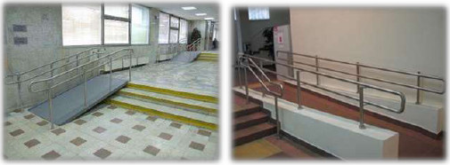 Лестницы и пандусы в помещениях для инвалидов