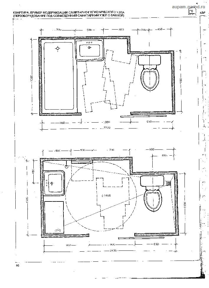 Квартира. Пример модернизации санитарно-гигиенического узла (переоборудование под совмещенный узел)