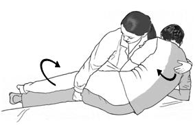 Пассивный переход из положения лежа в положение сидя через больную сторону