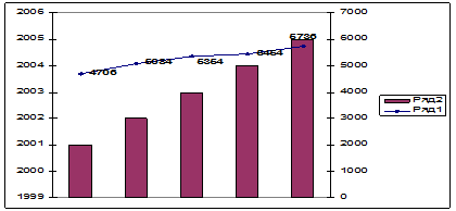 Численность инвалидов в городе Биробиджане с 2002 по 2005 гг. (чел.)